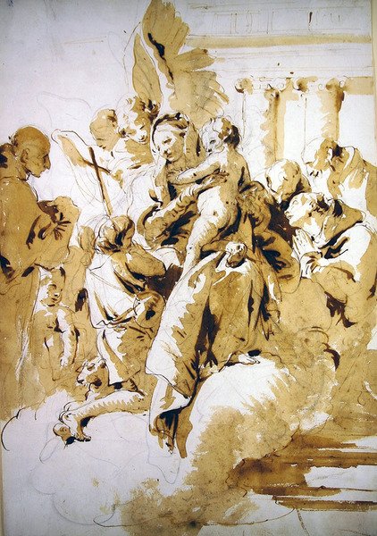 Madonna con Bambino e angeli, santi e il giovane Giovanni Battista da Giovanni Battista Tiepolo