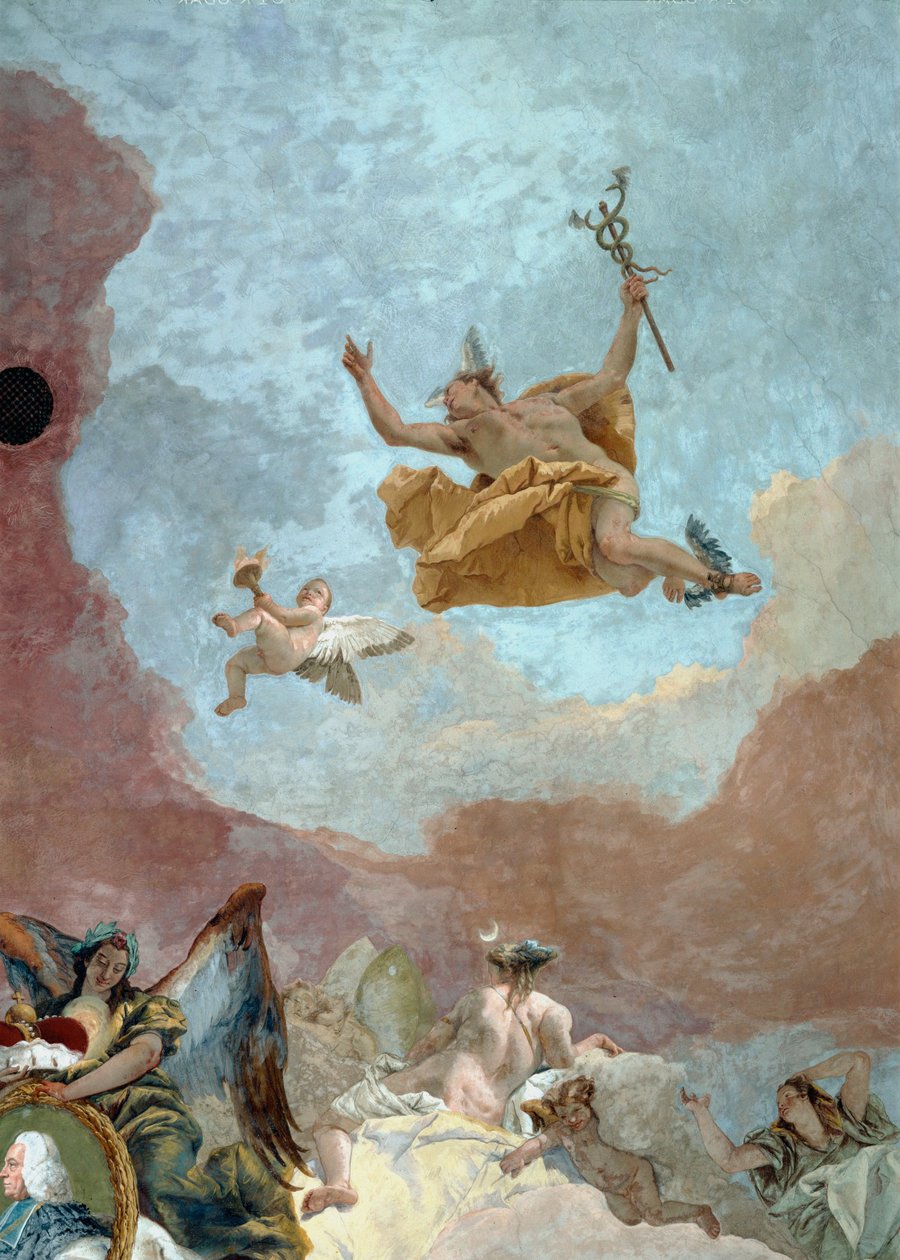 Mercurio, messaggero degli dei ... (affresco) da Giovanni Battista (1696 1770) Tiepolo