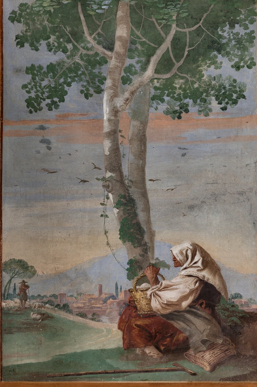 Vecchia contadina con un cesto di uova, dalla Foresteria da Giovanni Battista Tiepolo