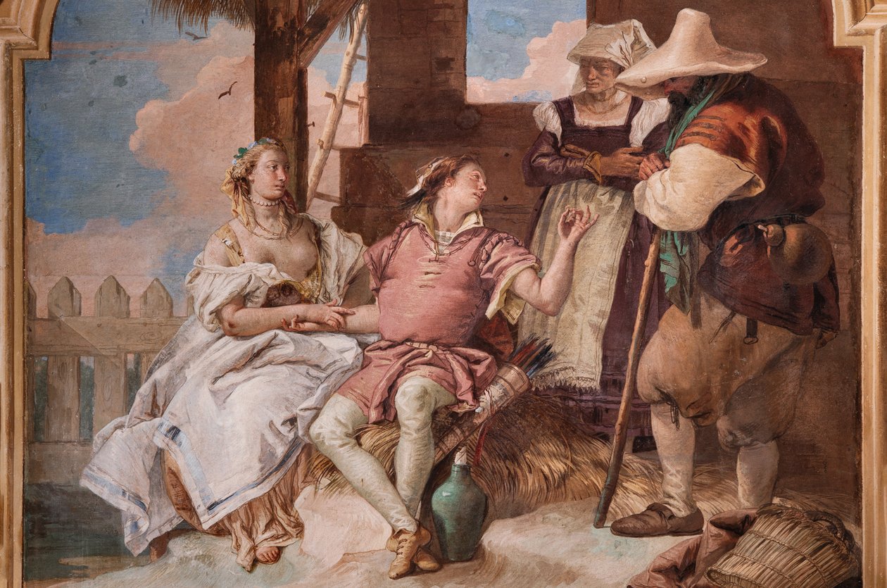 Palazzina: seconda stanza o stanza di Ariosto con affreschi che rappresentano episodi di "Orlando Furioso": "Angelica e Medoro nella casa dei pastori" da Giovanni Battista Tiepolo