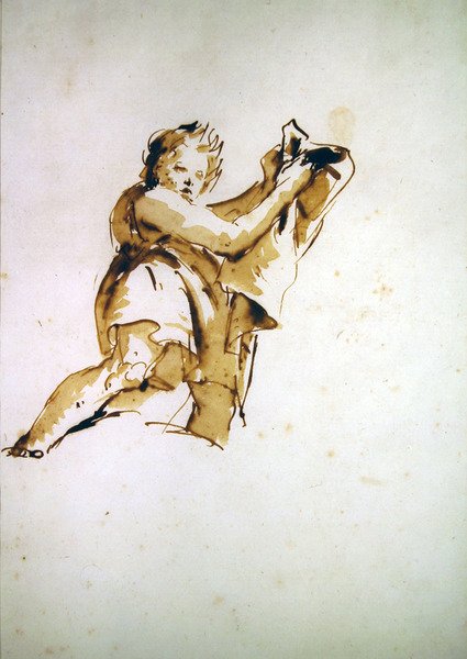 Studio di un Giovane che Solleva un Mantello da Giovanni Battista Tiepolo