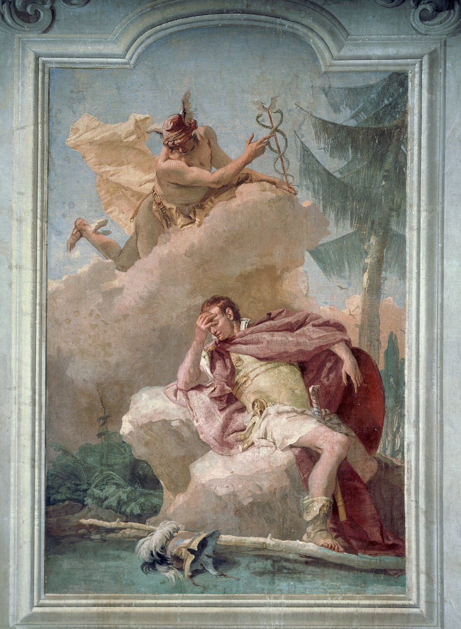 Mercurio appare in sogno a Enea per ordinargli di andare a Cartagine, di Giambattista Tiepolo, Sala dell