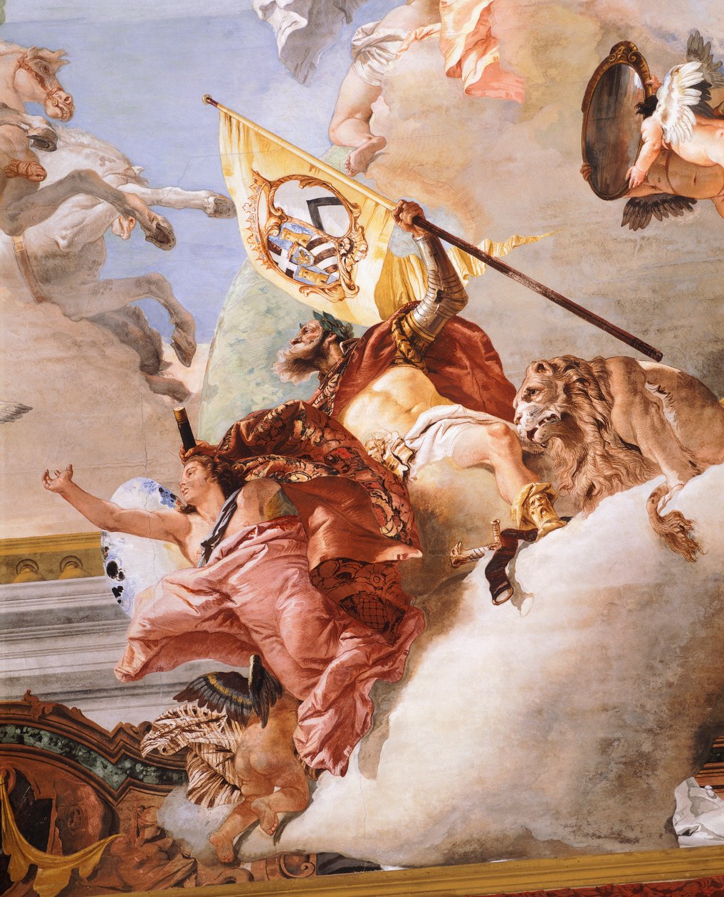 Allegoria del matrimonio, di Giambattista Tiepolo (1696-1770), affresco, dettaglio, Soffitto della Sala dell