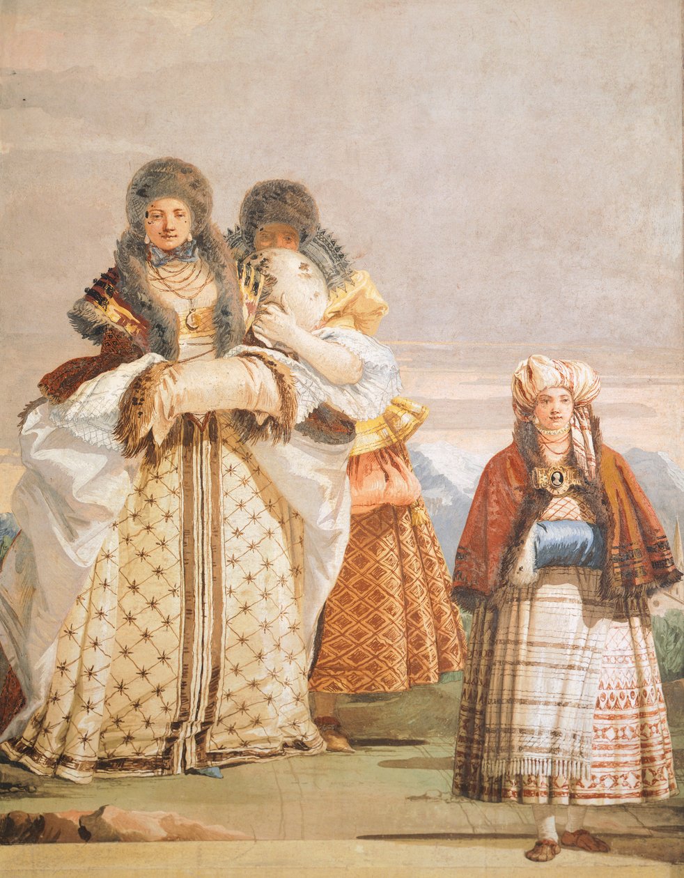 Passeggiata invernale (dettaglio) da Giovanni Battista Tiepolo