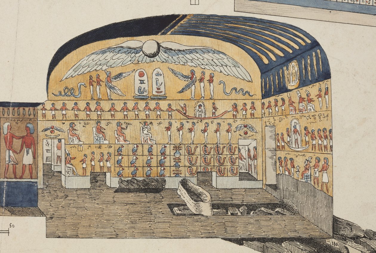 Sezione della tomba di Psammuthis a Tebe, scoperta e aperta da Belzoni nel 1818 da Giovanni Battista (after) Belzoni