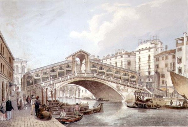 Il Ponte di Rialto, Venezia, inciso da Lefevre da Giovanni Battista (after) Cecchini