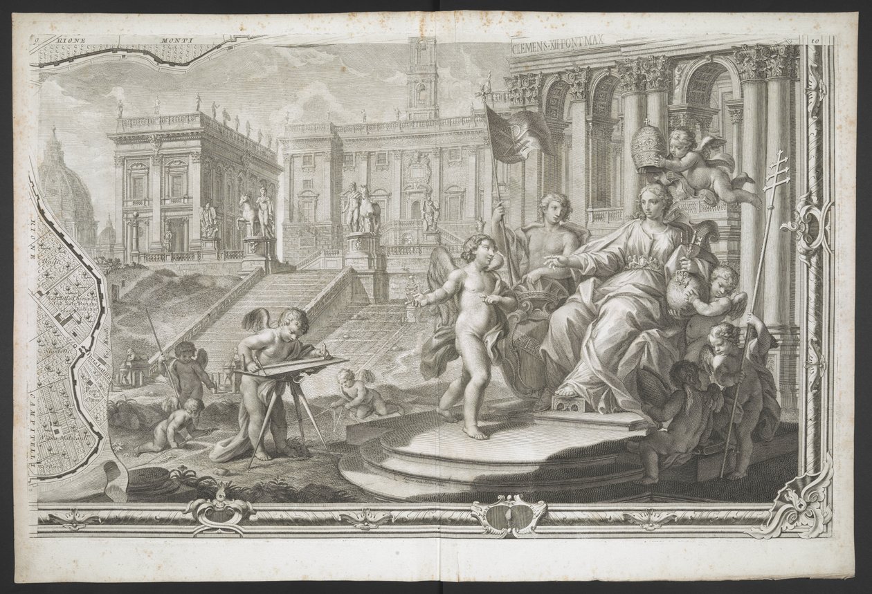 Figura femminile incoronata, dalla Nuova Pianta di Roma, data in luce da G. Nolli da Giovanni Battista (after) Nolli
