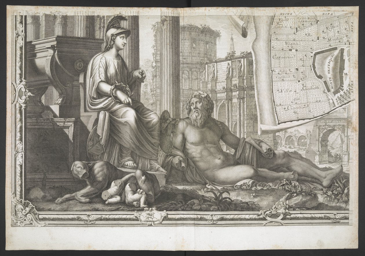 Figure e sculture, dalla Nuova Pianta di Roma, data in luce da G. Nolli da Giovanni Battista (after) Nolli