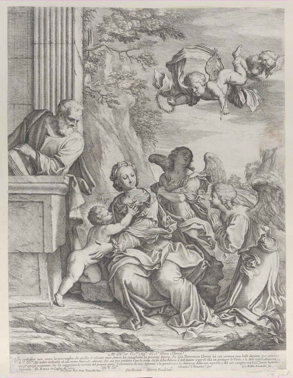 La Sacra Famiglia con Angeli a Destra e Sopra, 1652 da Giovanni Battista Beinaschi