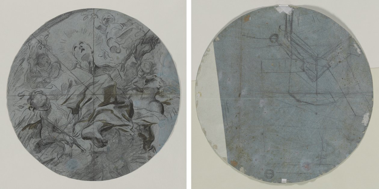 Apoteosi di un santo (recto); Schizzo architettonico(?) (verso) da Giovanni Battista Benaschi
