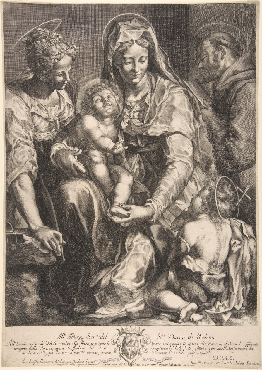 Vergine e Bambino con Santa Caterina, Francesco d