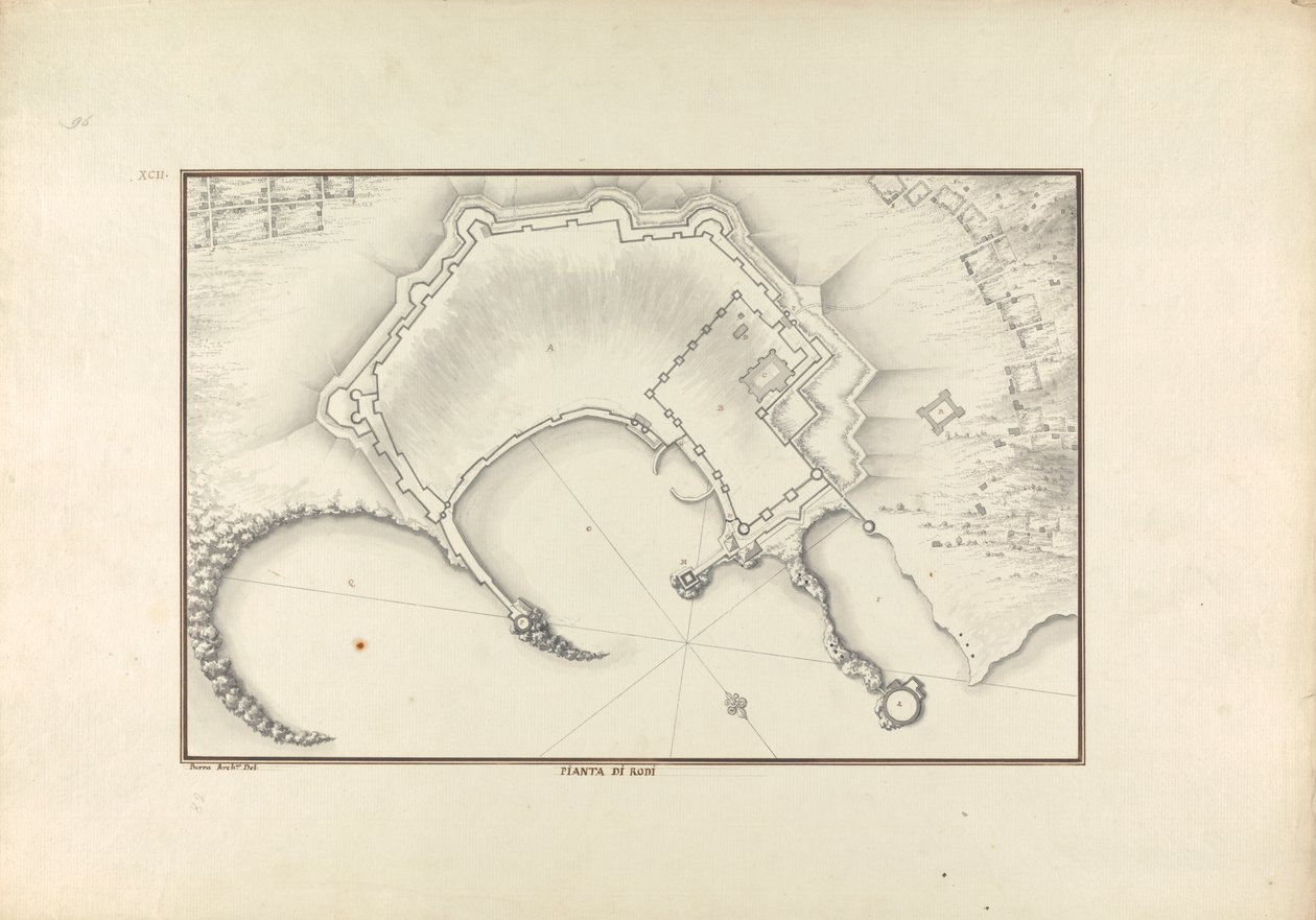 Pianta di Rodi da Giovanni Battista Borra