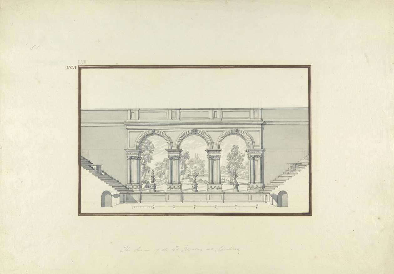 Ricostruzione del Secondo Teatro a Laodicea, c.1750 da Giovanni Battista Borra