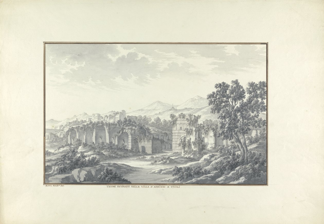 Veduta delle terme rovinate a Villa Adriana a Tivoli, c.1750 da Giovanni Battista Borra