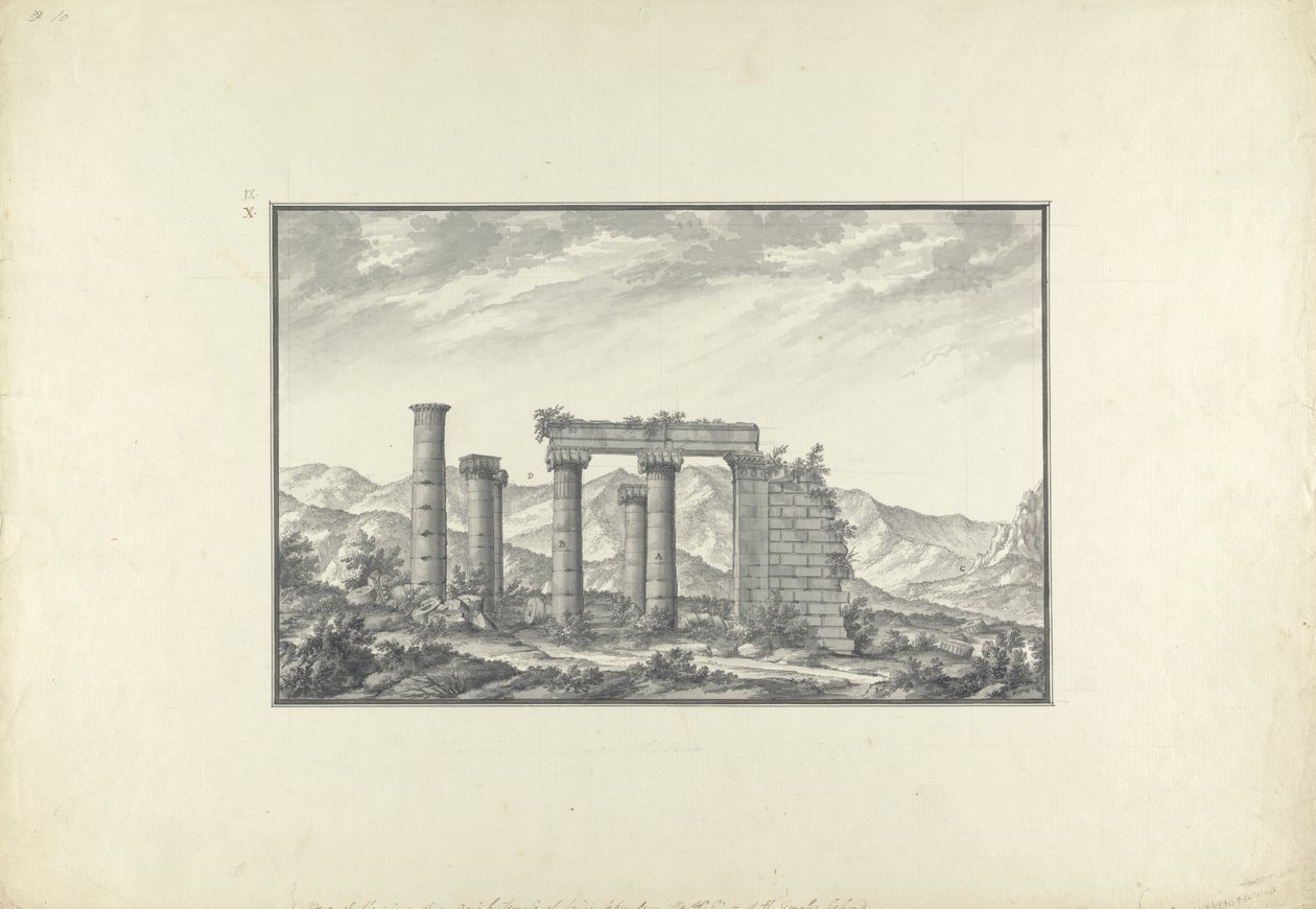 Veduta delle rovine di un tempio ionico a Sardi, probabilmente il Tempio di Nettuno, c.1750 da Giovanni Battista Borra