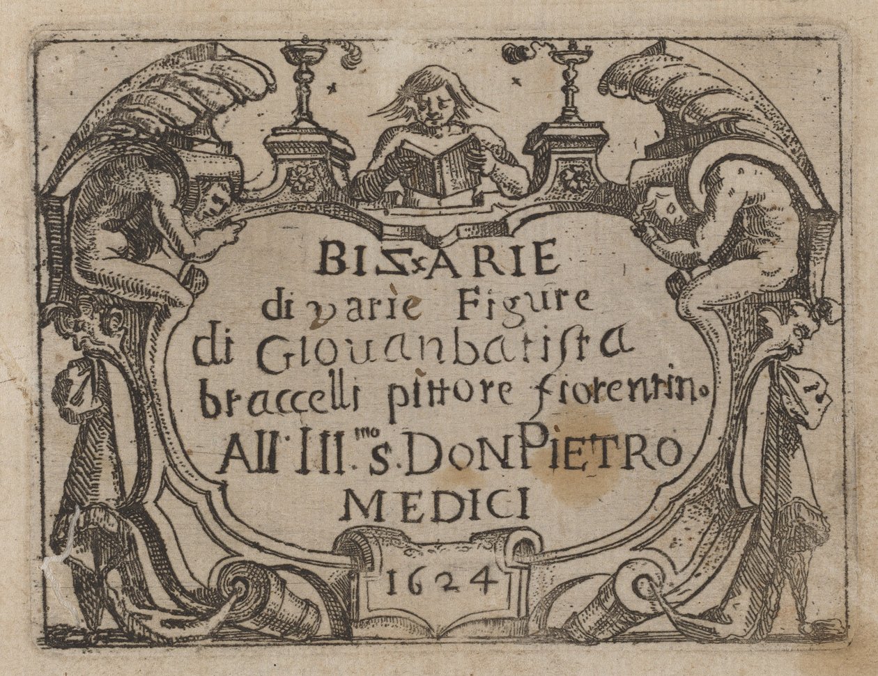 Pagina del titolo per "Bizzarie di varie figure" da Giovanni Battista Bracelli