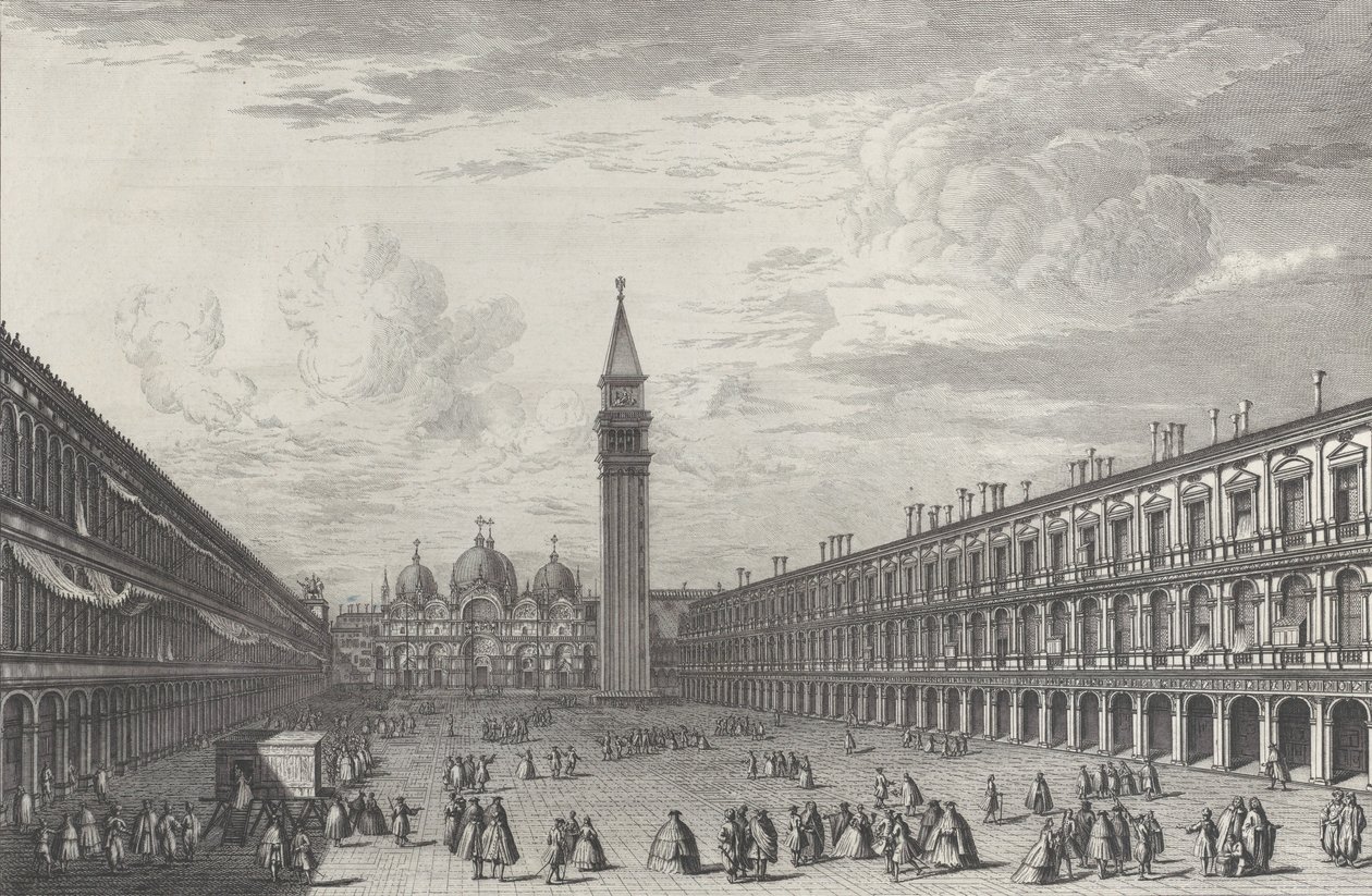 Piazza San Marco verso la Basilica e il Campanile da Giovanni Battista Brostoloni