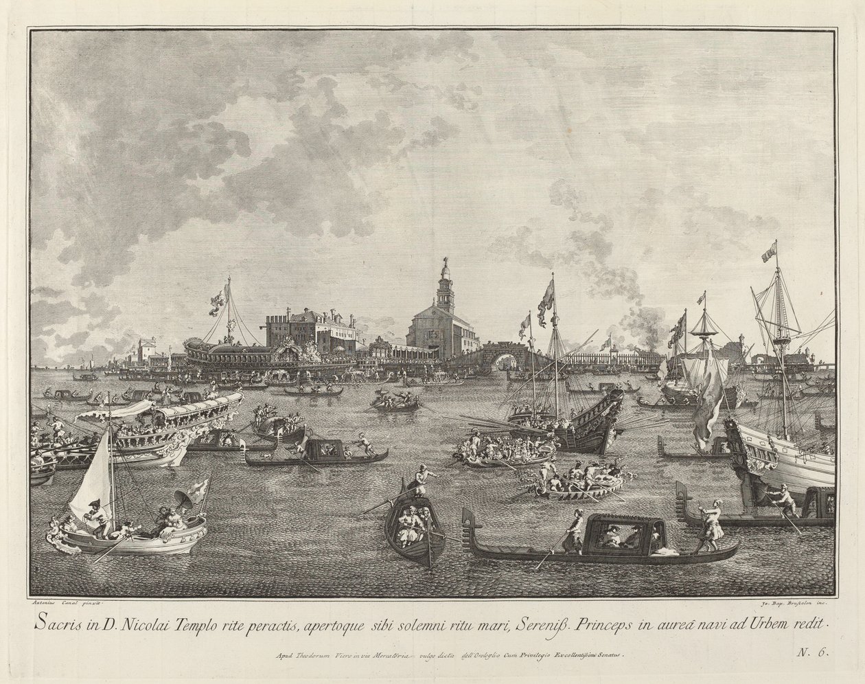 Il Doge nel Bucintoro che Lascia San Nicolò di Lido da Giovanni Battista Brustolon after Canaletto
