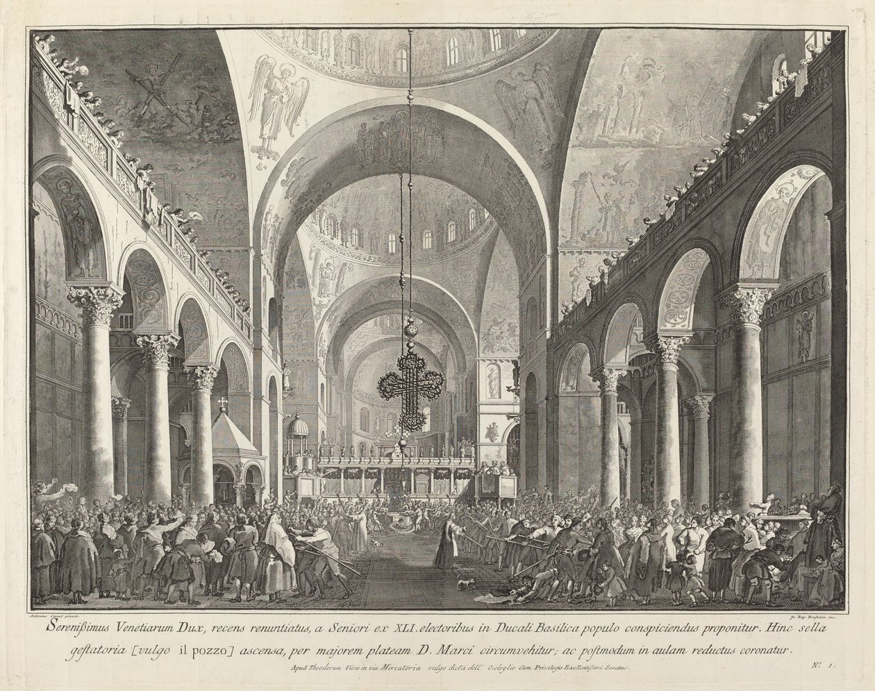 Il nuovo Doge eletto presentato al popolo in San Marco da Giovanni Battista Brustolon after Canaletto