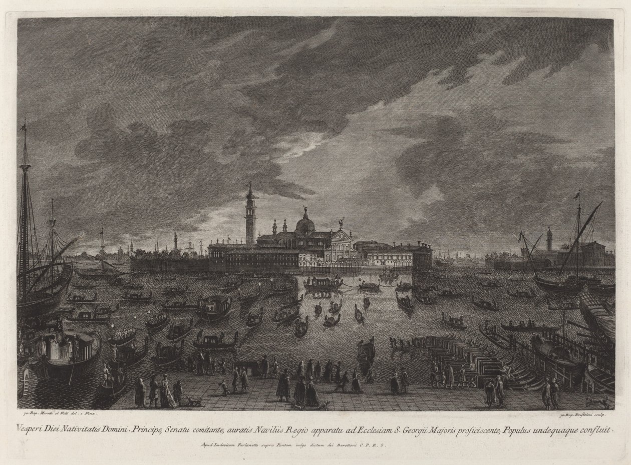 Processione della vigilia di Natale a San Giorgio Maggiore da Giovanni Battista Brustolon after Giovanni Battista Moretti
