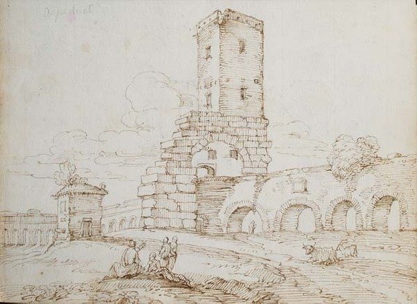 Figure davanti a un acquedotto da Giovanni Battista Busiri