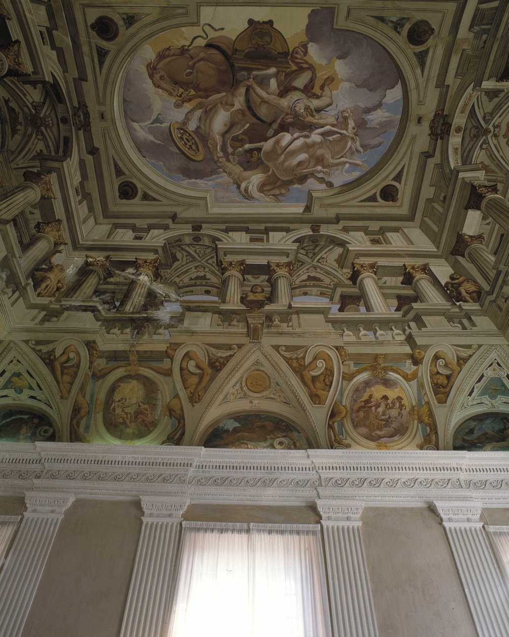 La caduta di Fetonte (1625) - Affresco en trompe l