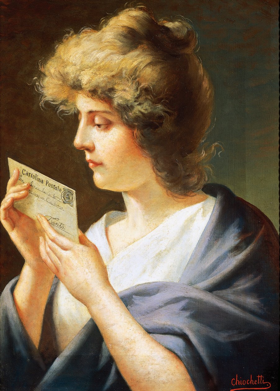 Ragazza con lettera da Giovanni Battista Chiocchetti