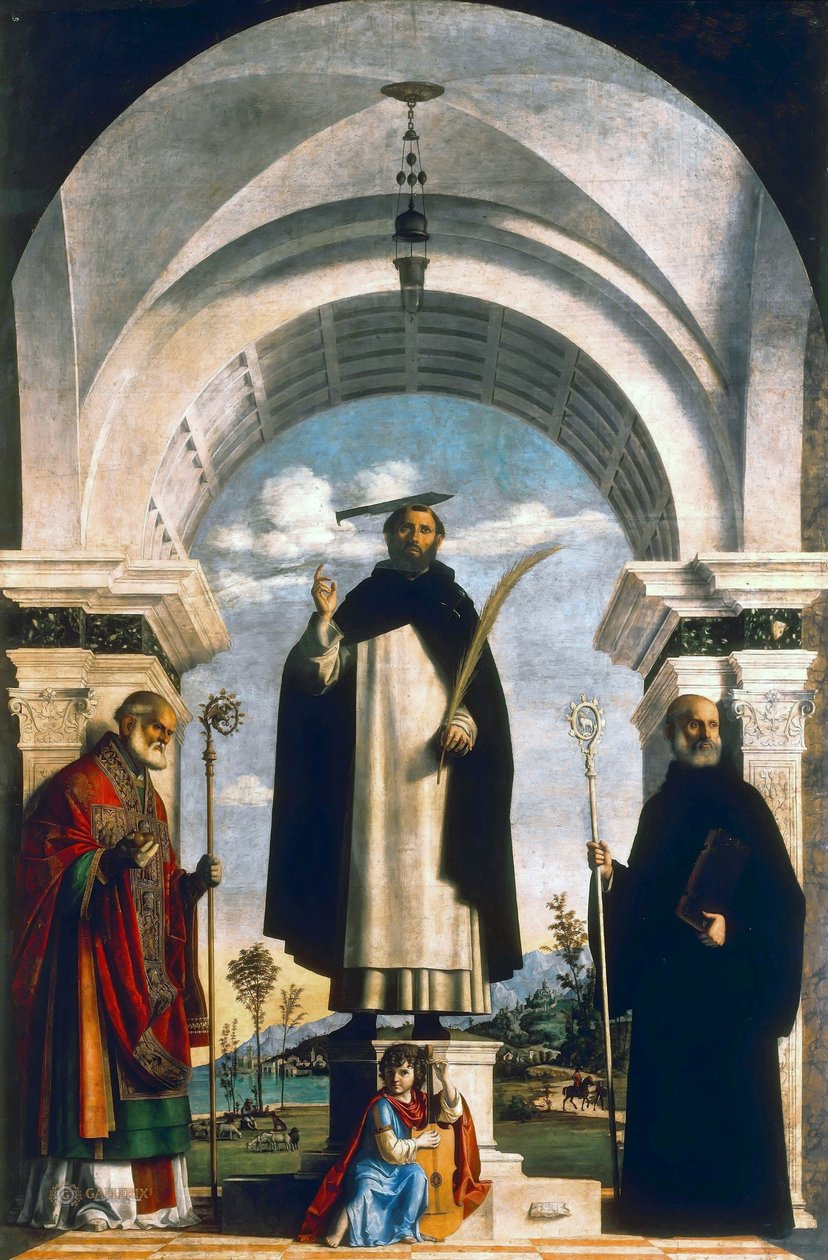 San Pietro Martire con San Nicola di Bari, San Benedetto e un Angelo musicante da Giovanni Battista Cima da Conegliano