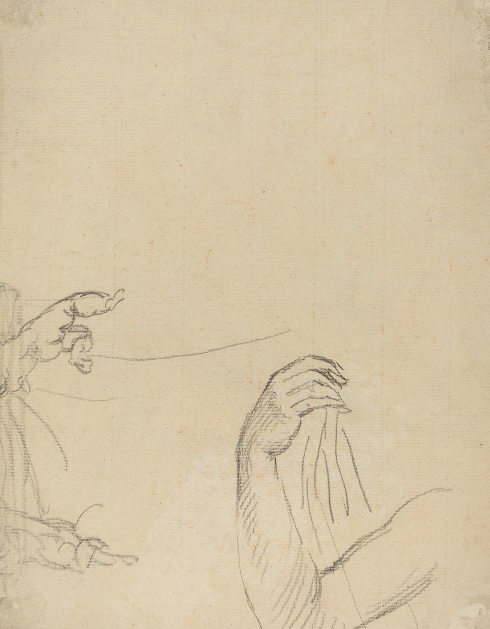 Studio di due putti e un braccio drappeggiato (verso) da Giovanni Battista Cipriani