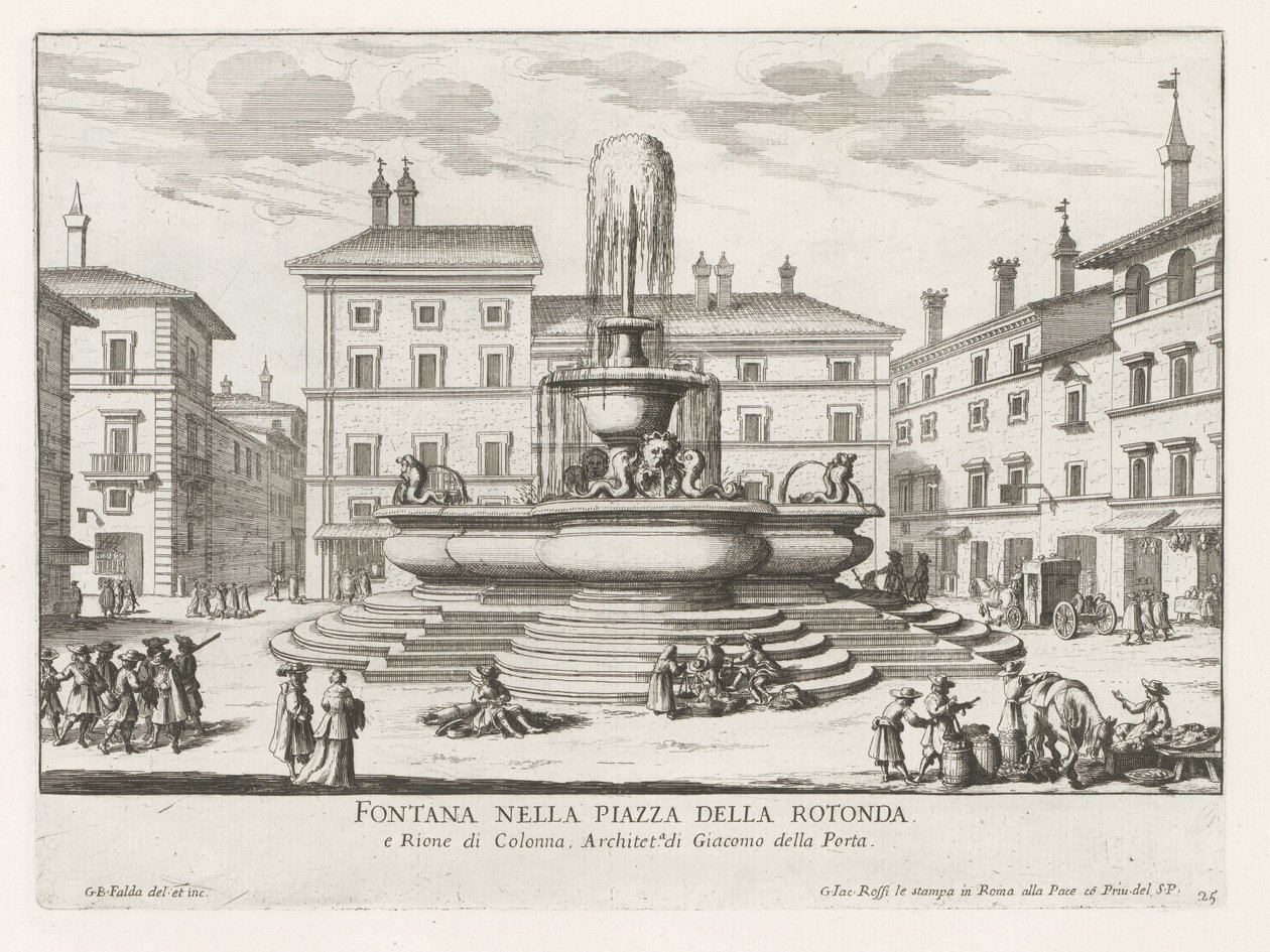 Fontana del Pantheon in Piazza della Rotonda a Roma da Giovanni Battista Falda