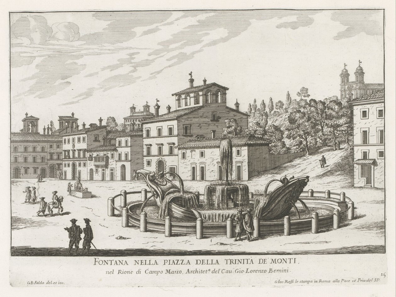 Fontana della Barcaccia in Piazza di Spagna a Roma (Fontane di Roma) da Giovanni Battista Falda