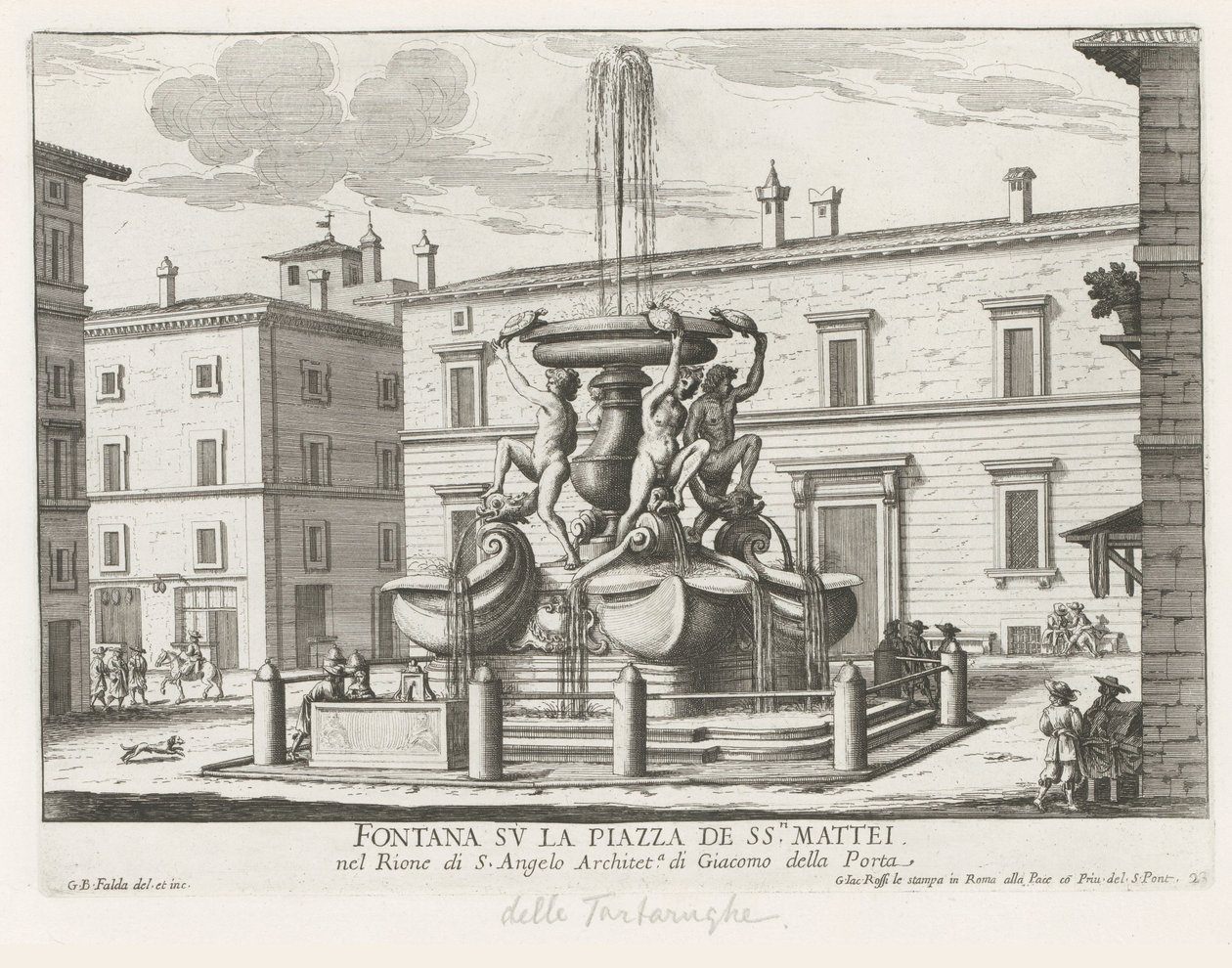 Fontana delle Tartarughe a Piazza Mattei a Roma da Giovanni Battista Falda