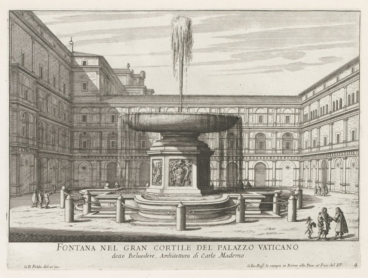 Fontana nel Cortile del Belvedere in Vaticano (serie Fontane di Roma) da Giovanni Battista Falda