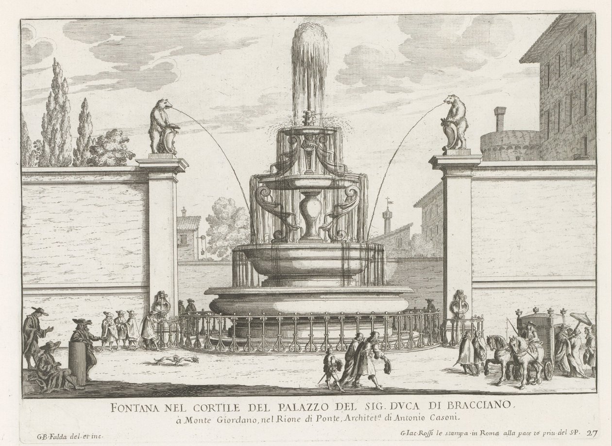 Fontana nel cortile di Palazzo Taverna a Roma da Giovanni Battista Falda