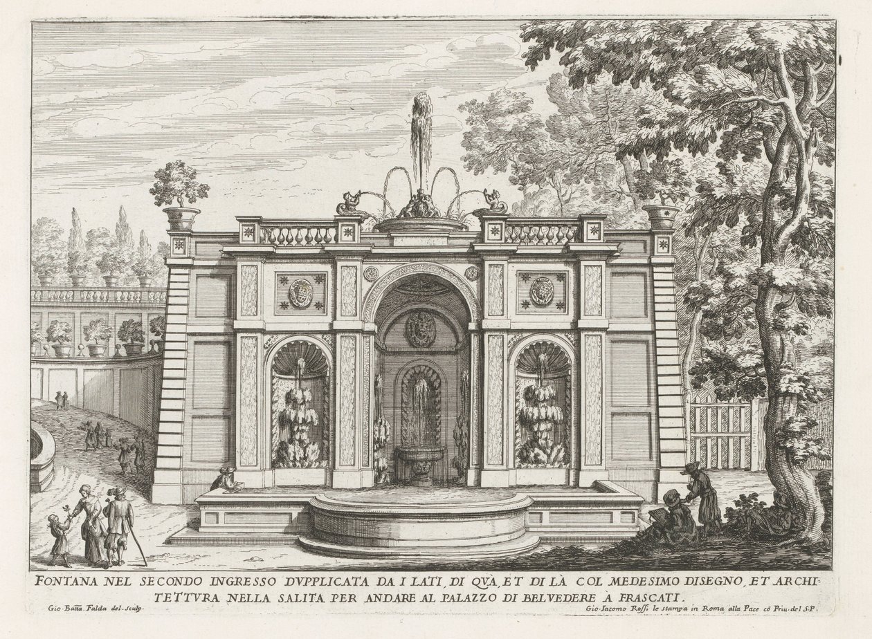 Fontana nei giardini di Villa Aldobrandini a Frascati da Giovanni Battista Falda