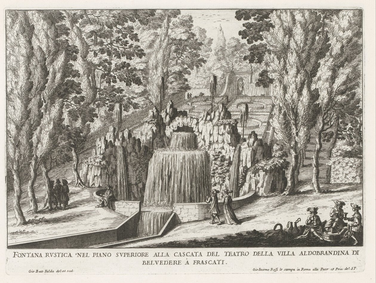 Fontana nei giardini della Villa Aldobrandini a Frascati da Giovanni Battista Falda