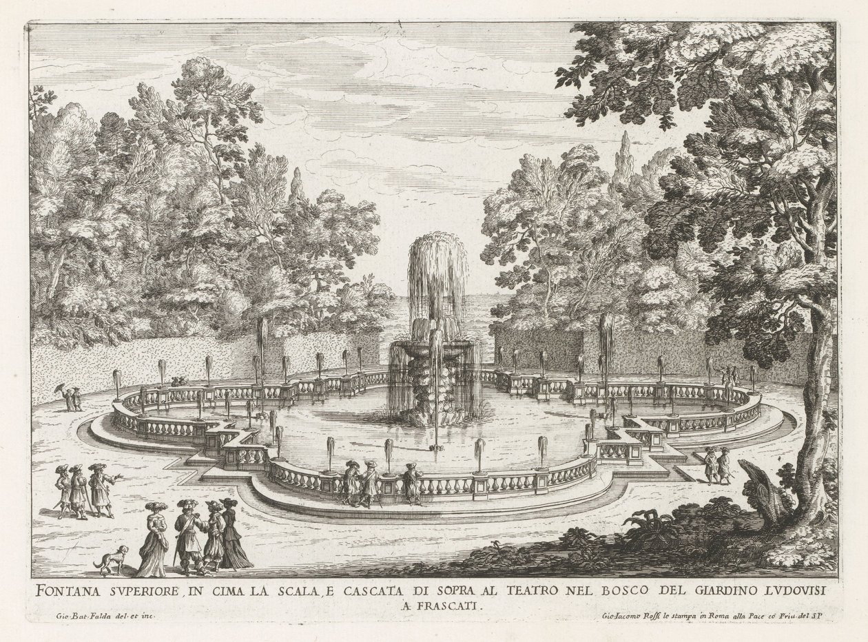 Fontana nei giardini di Villa Torlonia a Frascati da Giovanni Battista Falda