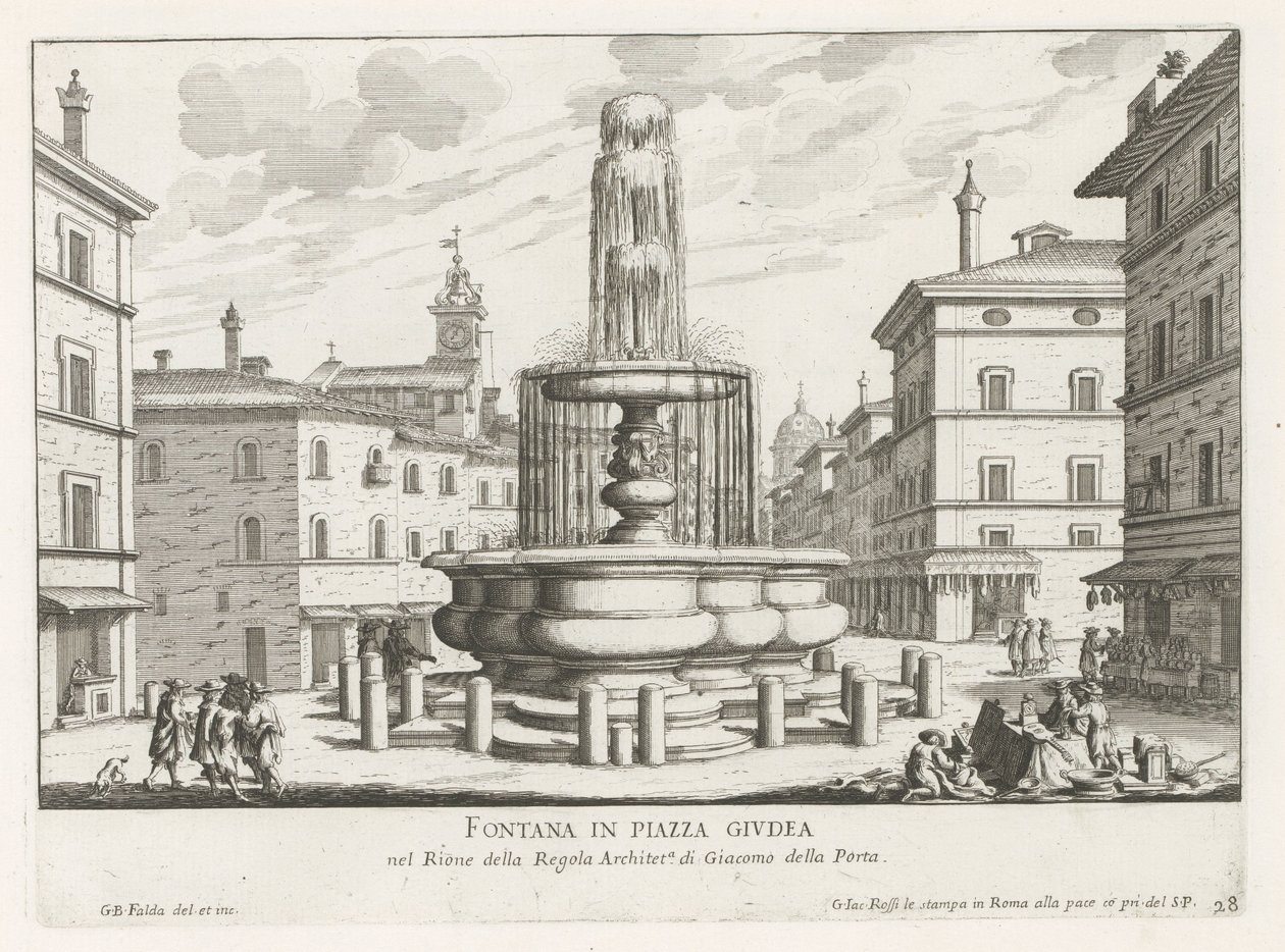 Fontana in Piazza Giudia a Roma da Giovanni Battista Falda