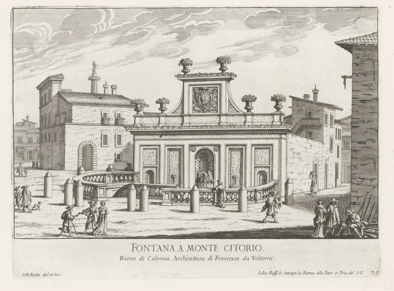 Fontana a Piazza Montecitorio a Roma da Giovanni Battista Falda