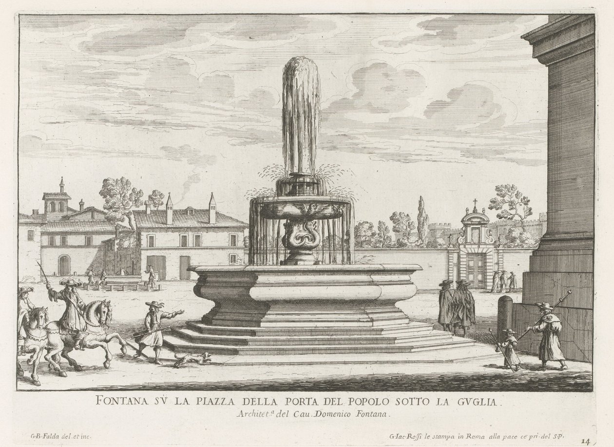 Fontana in Piazza del Popolo a Roma da Giovanni Battista Falda