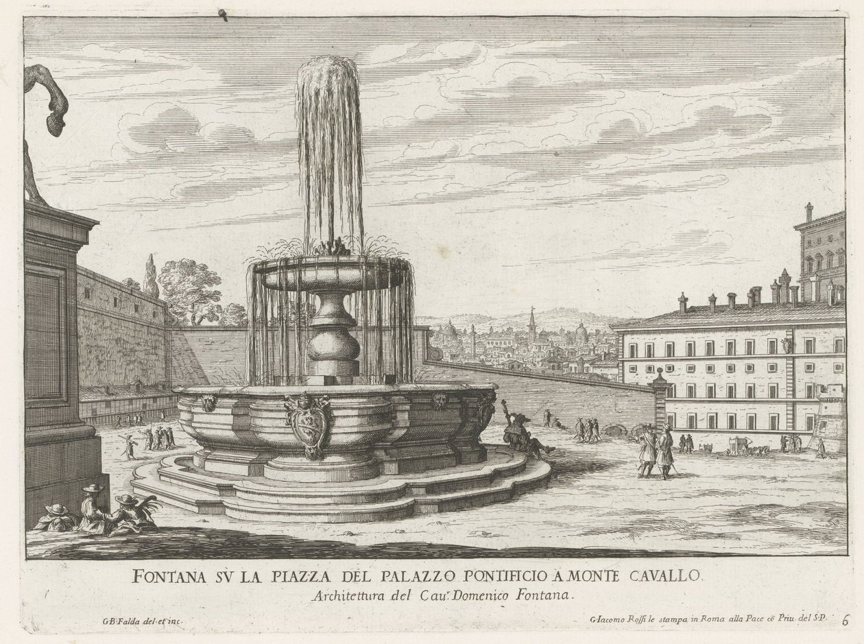 Fontana su Piazza del Quirinale a Roma da Giovanni Battista Falda