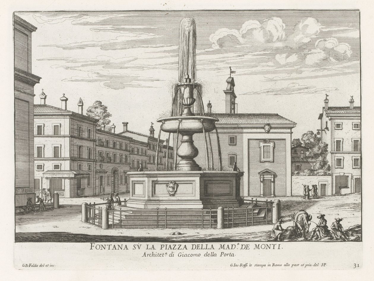 Fontana su Piazza della Madonna dei Monti a Roma da Giovanni Battista Falda