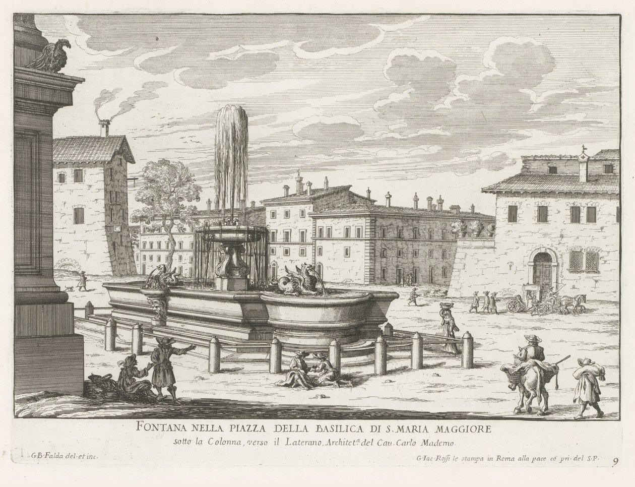 Fontana in Piazza di Santa Maria Maggiore a Roma da Giovanni Battista Falda