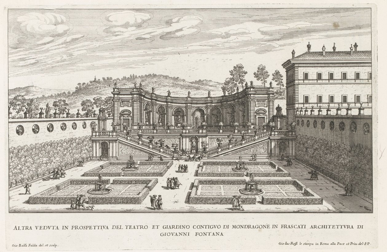 Giardini della Villa Mondragone a Frascati da Giovanni Battista Falda