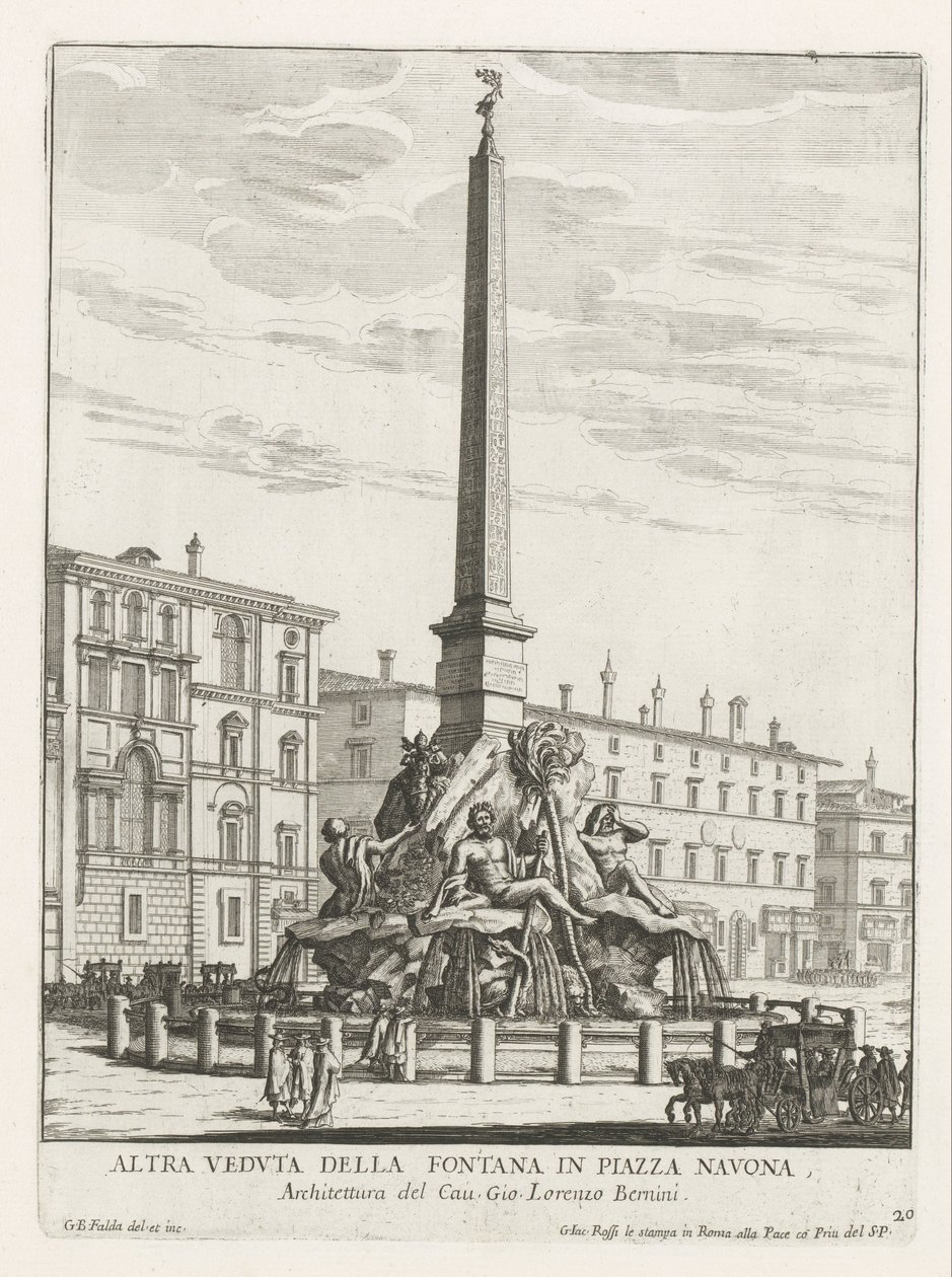 Fontana dei Quattro Fiumi in Piazza Navona a Roma da Giovanni Battista Falda