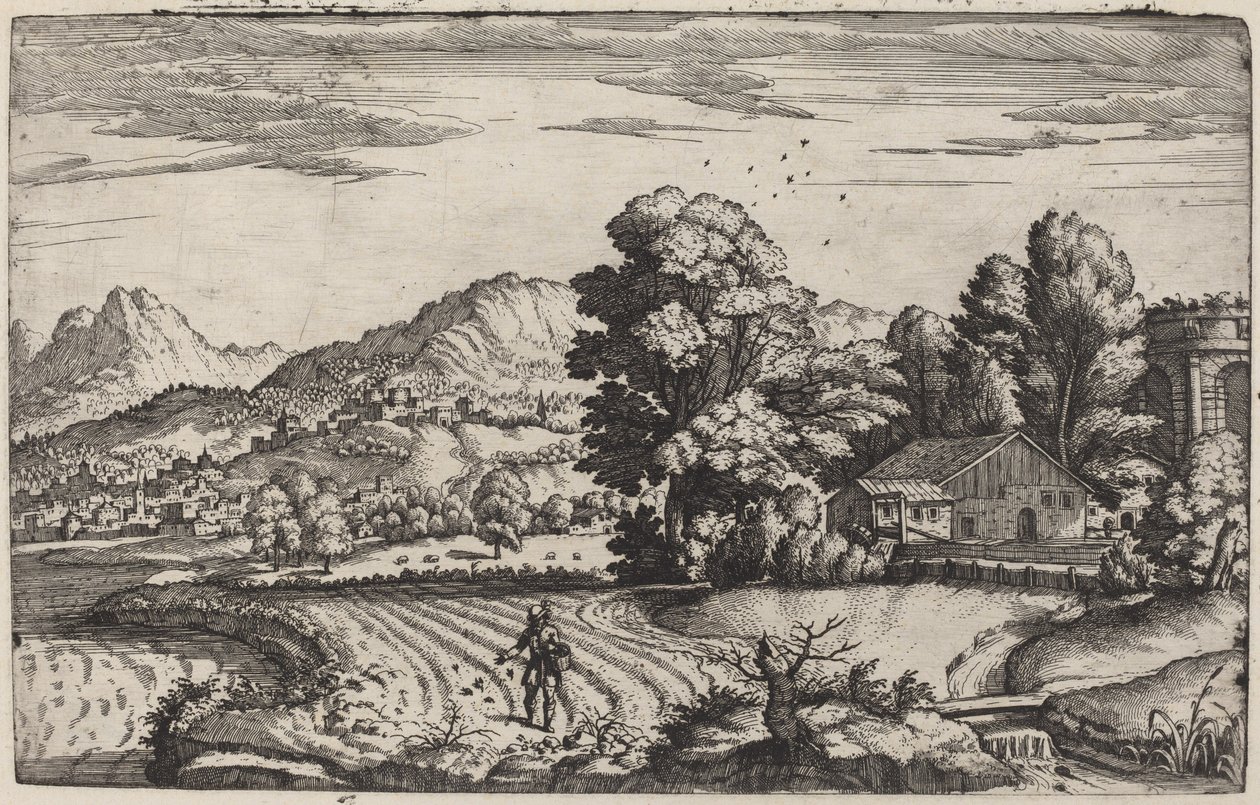 Paesaggio montuoso con la parabola del seminatore da Giovanni Battista Fontana
