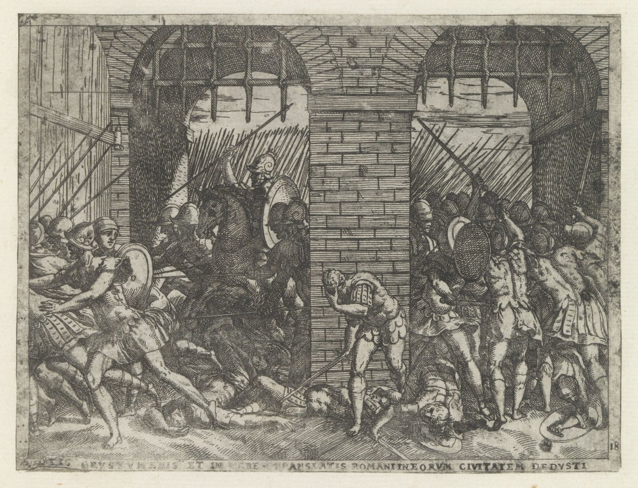 Soldati romani invadono Crustumerium da Giovanni Battista Fontana