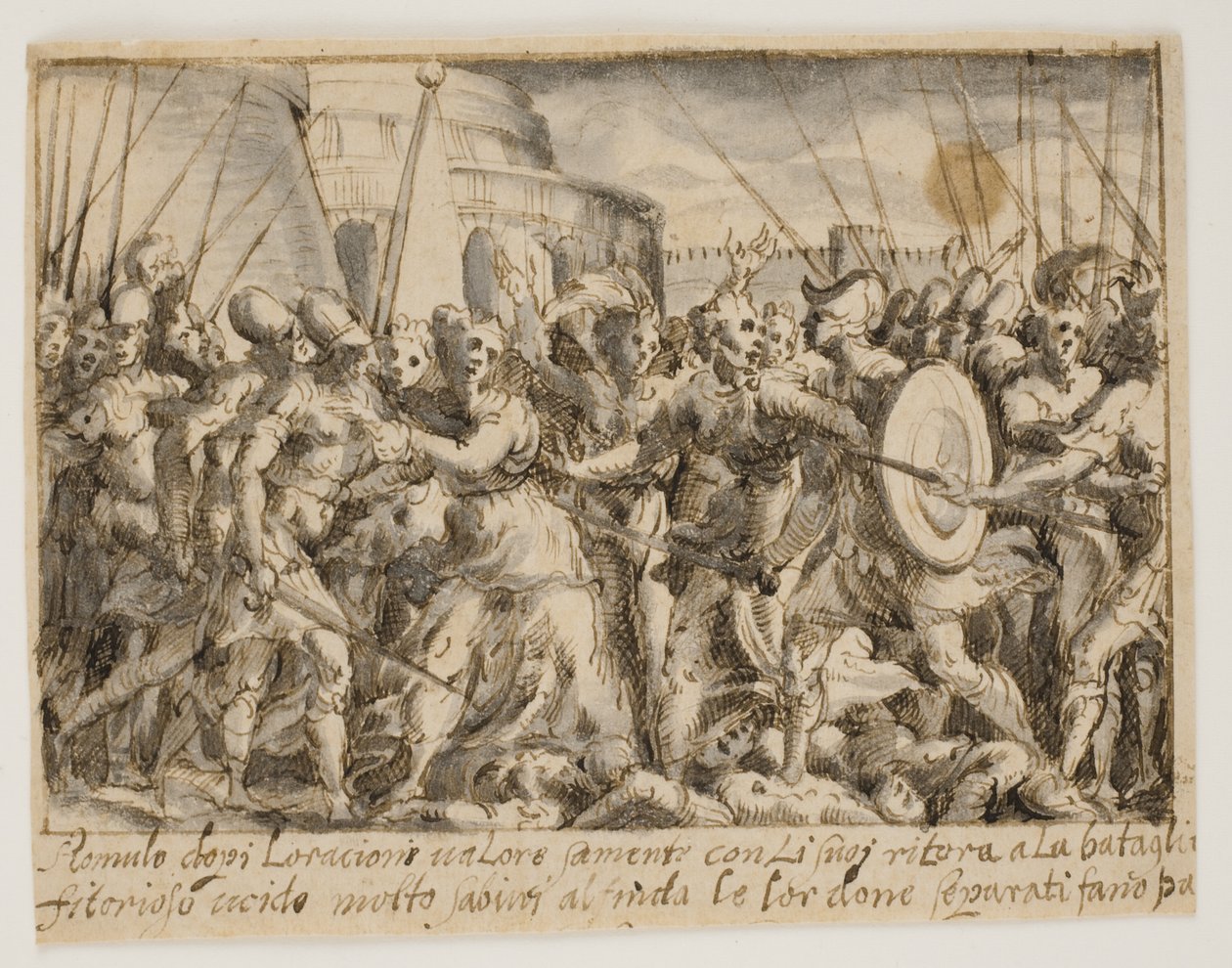 Le Sabine negoziano la pace tra i Romani e i Sabini da Giovanni Battista Fontana