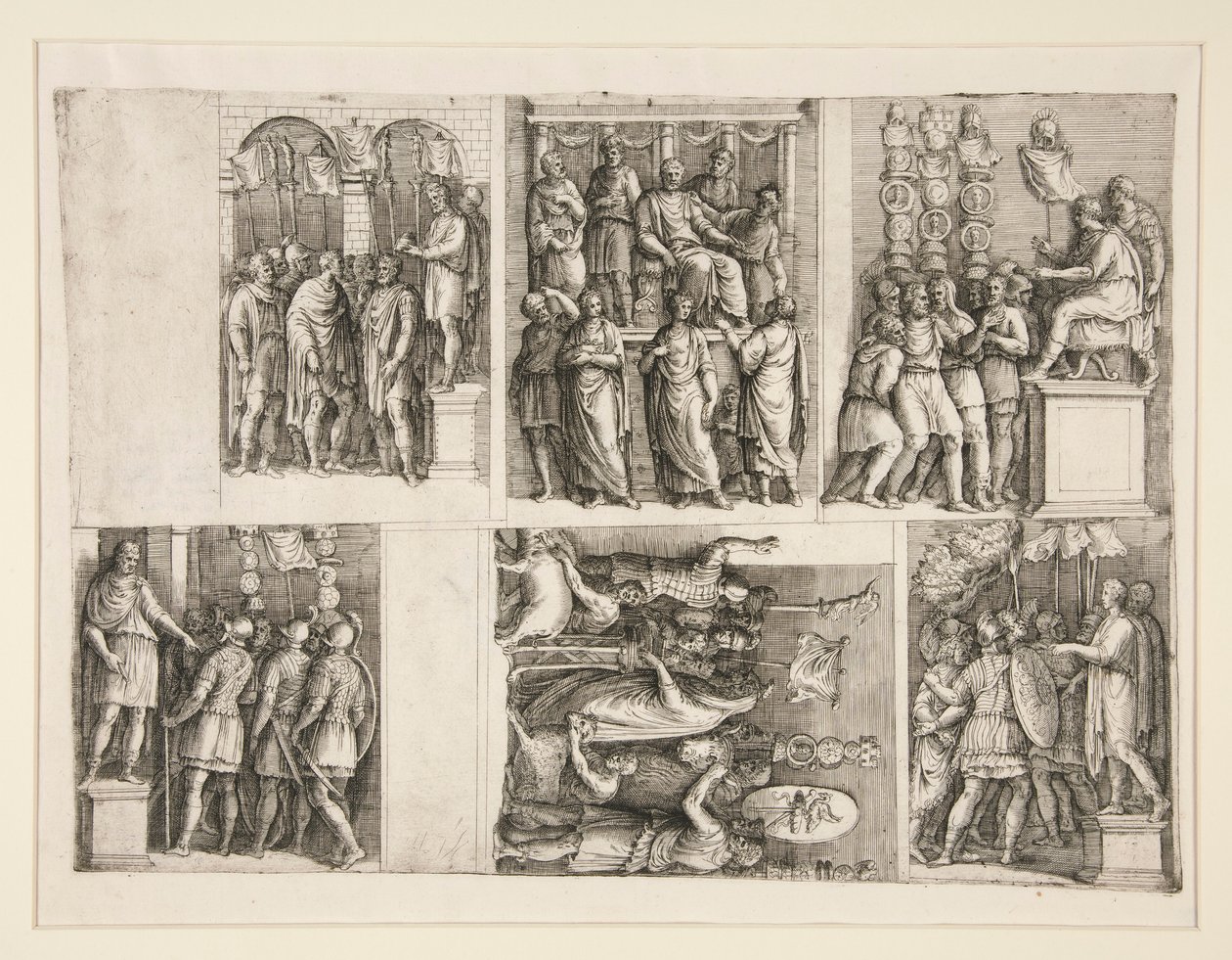 Sei vignette dalla vita di Traiano da Giovanni Battista Franco (called Il Semolei)