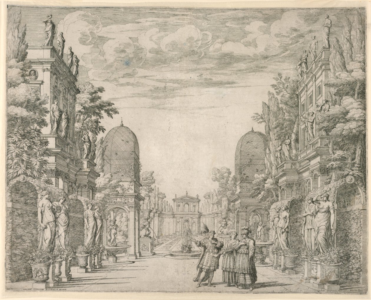 Scenografia per la Scena 3, "La Vita Humana overo," da "Il Trionfo della Pietà" da Giovanni Battista Galestruzzi